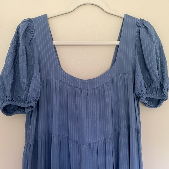 Lulus Happy Tiers Denim Blue Stripped Midi - Picture 6 of 12